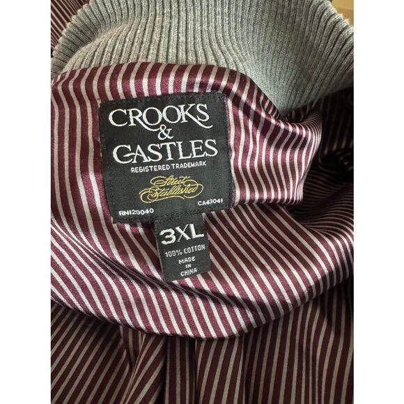 Crooks & Castles jacket 3XL, maroon/gray, “The Ruling Elite / Trouble Makers” - Picture 5 of 11